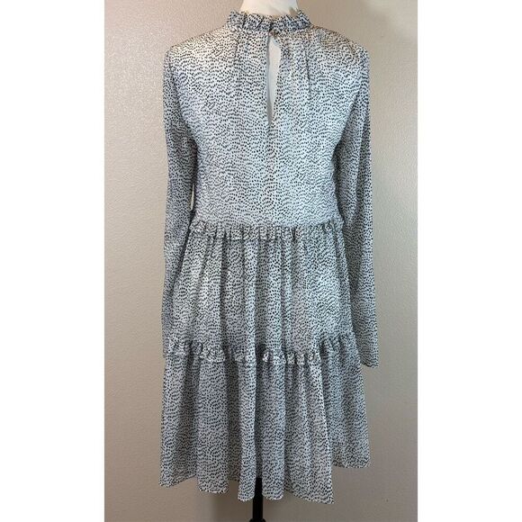 NWT Ted Baker Phenia Long Sleeve High Collar Flocked Spot Mini Dress Sz 1 (4US) - Picture 5 of 12